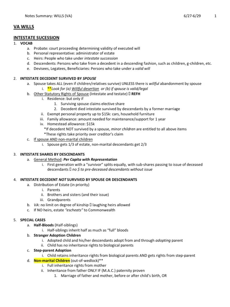 VA WILLS Will And Testament Intestacy Free 30day Trial Scribd