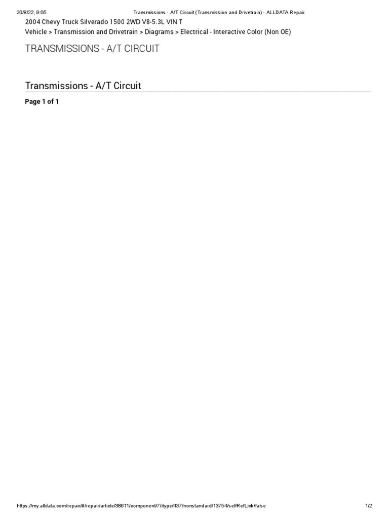 Transmissions A T Circuit (Transmission and Drivetrain) ALLDATA