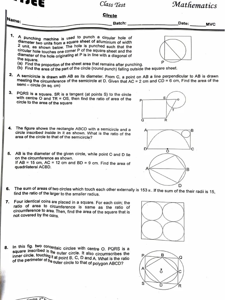 CirclesCTQP With Answer Key | PDF | Circle | Area
