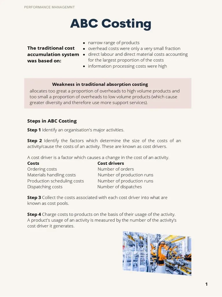 An Introduction to ActivityBased Costing (ABC) Identifying Cost