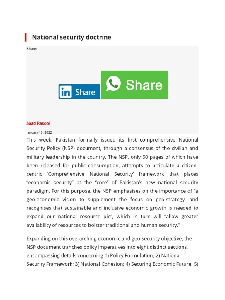 National Security Doctrine PDF International Relations