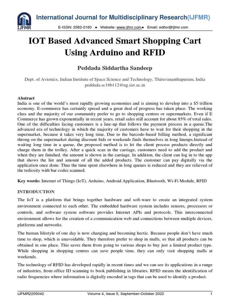 IOT Based Advanced Smart Shopping Cart Using Arduino and RFID PDF