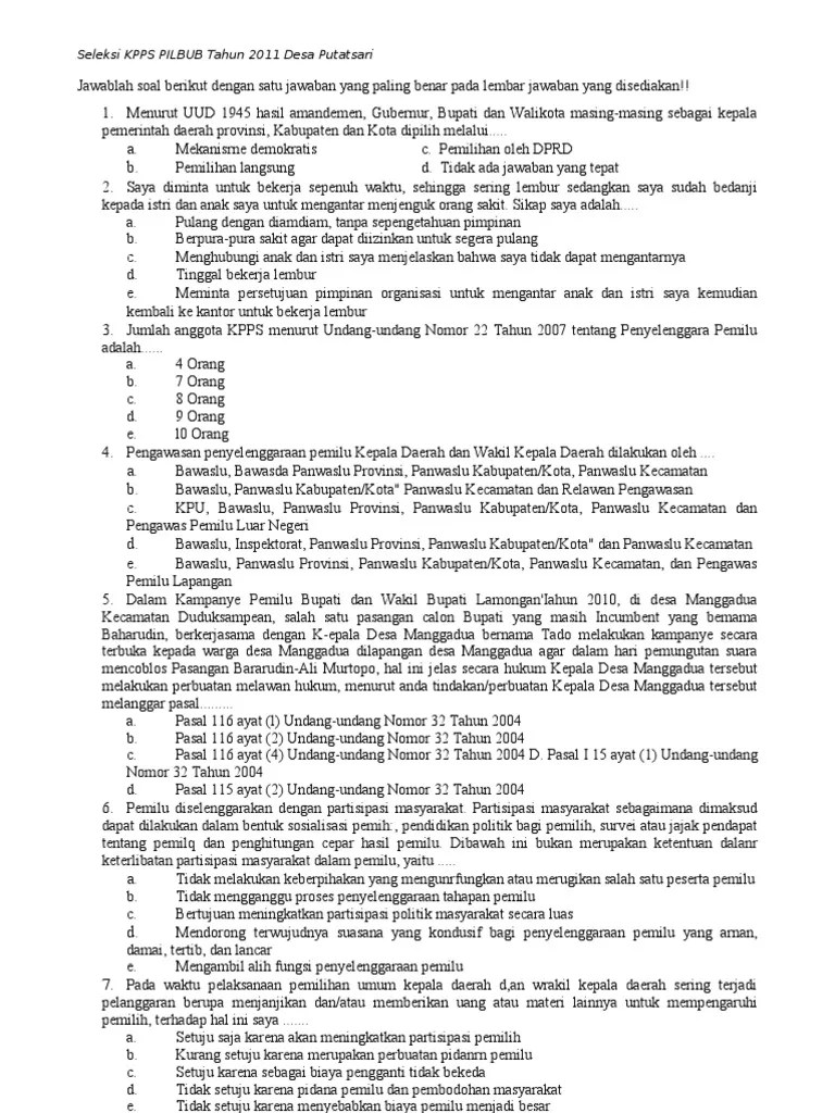 Contoh Soal Wawancara Kpps