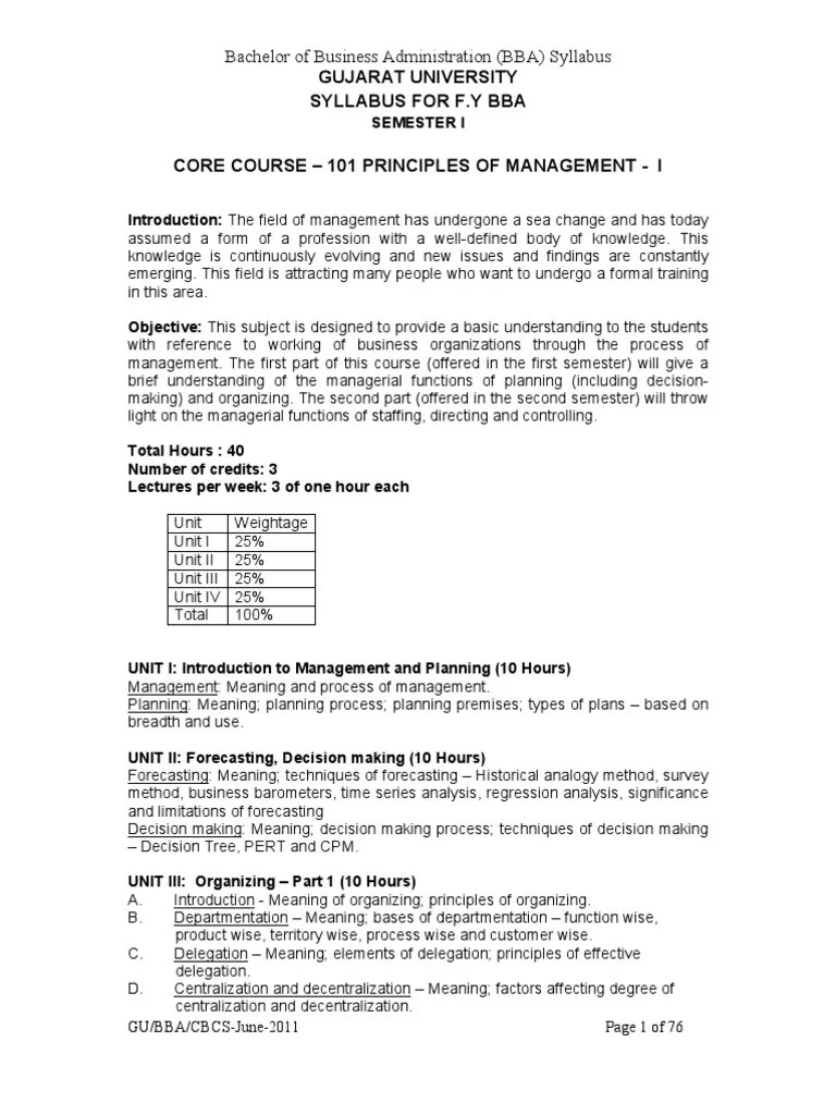 Syllabus BBA