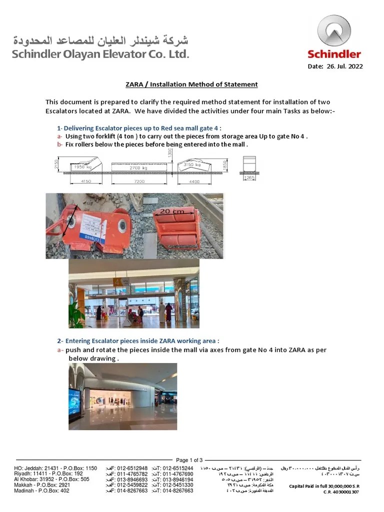 ZARA Method of Statment Without Forklift PDF