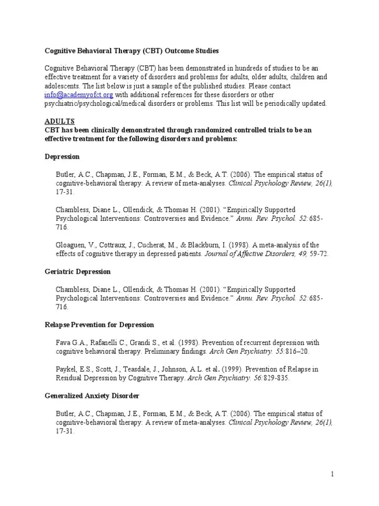 Disorders Sources CLEAN COPY Nov 06 PDF Cognitive Behavioral