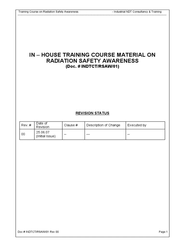 Radiation Safety Training Material PDF Gamma Ray Ionizing Radiation