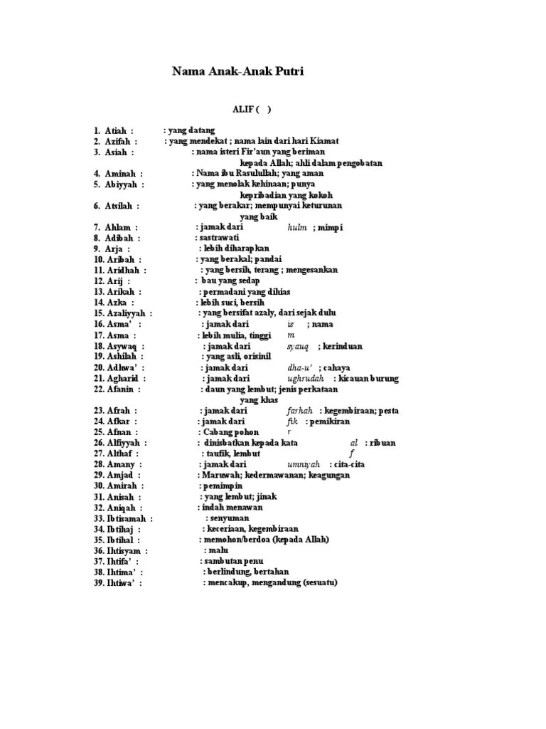 Nama Islami Putri