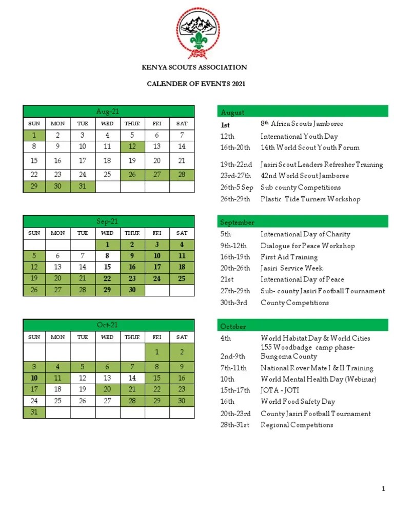 The Calendar of Events 2021. PDF Outdoor Recreation Outdoor