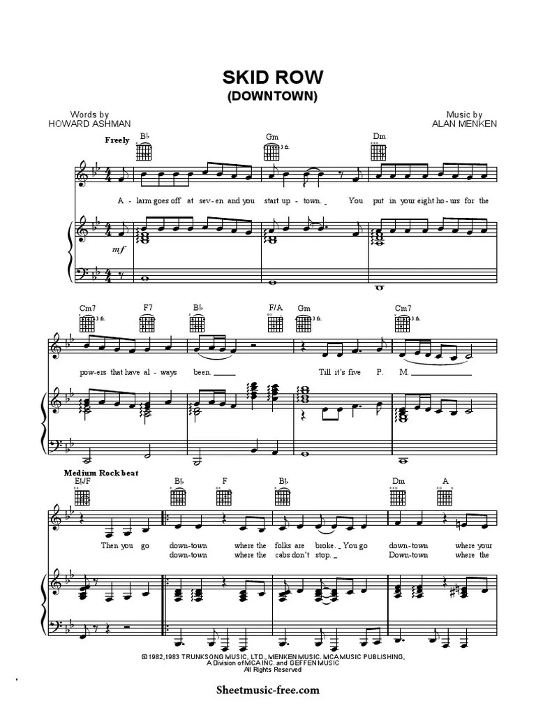 Skid Row Sheet Music Alan Menken PDF