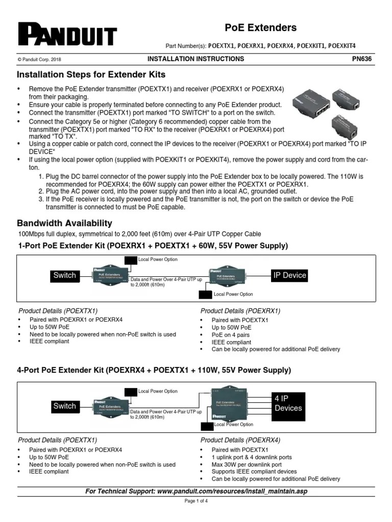 PoE Extenders Installation Instructions PDF Physical Layer