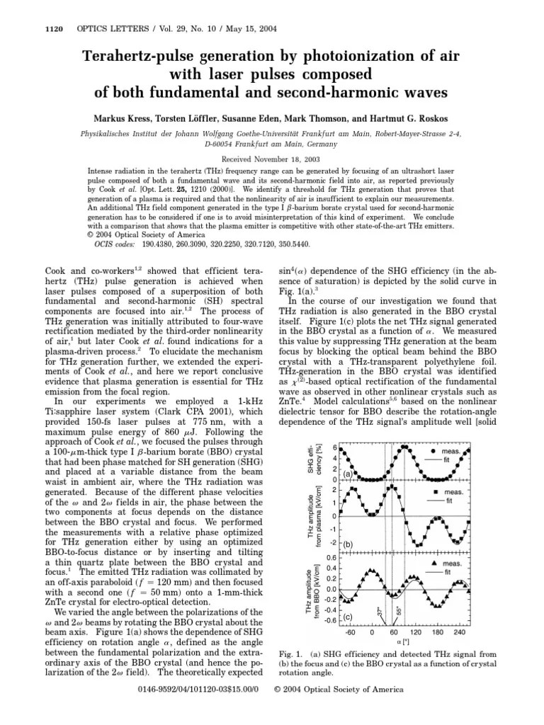 2004 Optics Letters Kress Et Al. TerahertzPulse Generation by