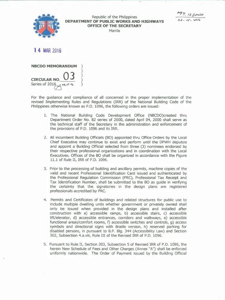 Revisions to the National Building Code of the Philippines New