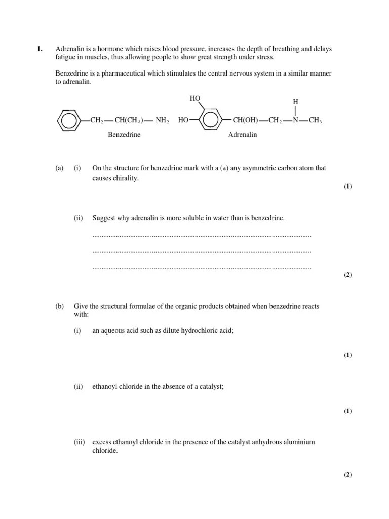 Chem Unit 5 Organic Questions Chemical Reactions