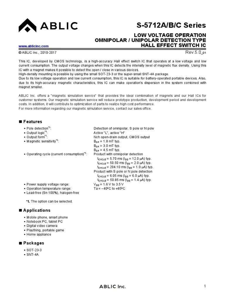 Hall Effect Switch Ic PDF Cmos Transistor