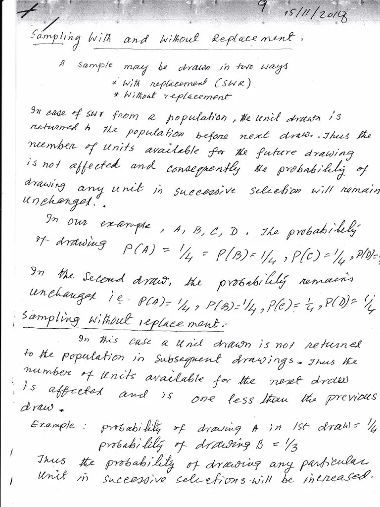 Sampling With and Without Replacement PDF
