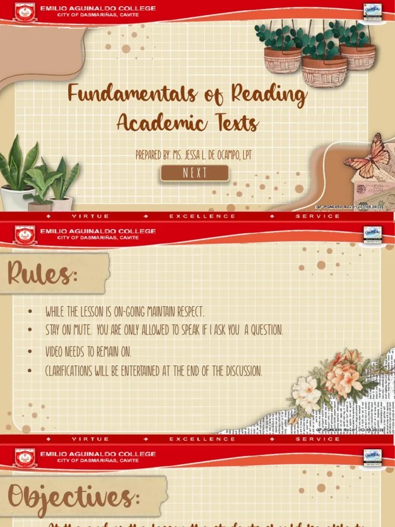 Fundamentals of Reading Academic Texts PDF Learning Cognition
