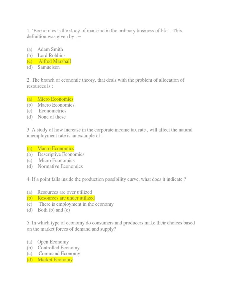 Microeconomics MCQ 1 PDF Supply And Demand Elasticity (Economics)