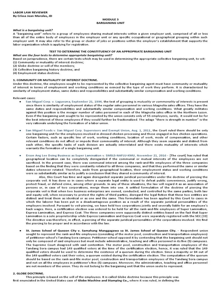What Is A Bargaining Unit? San Miguel Corp. v. Laguesma, September 21
