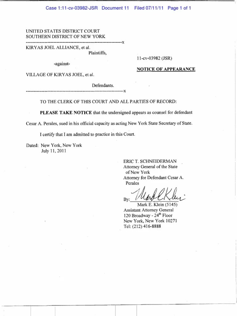 Notice of Appearance NYSDOS