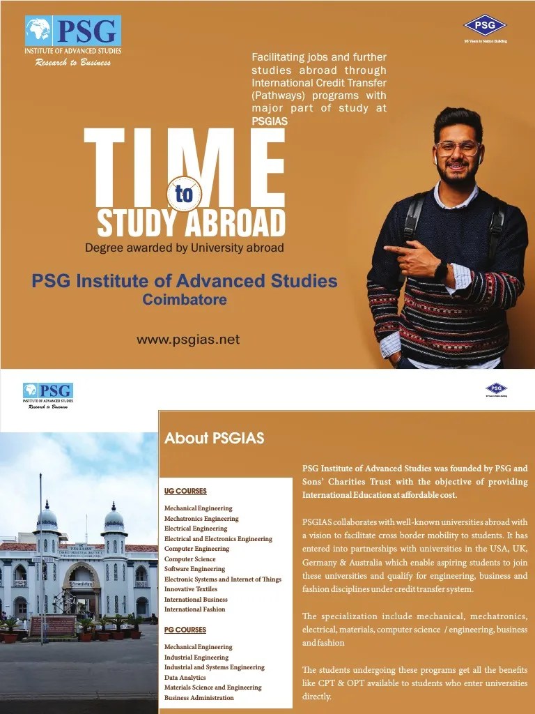 PSG IAS Brouchure PG Courses 2022 PDF Engineering Master Of Science
