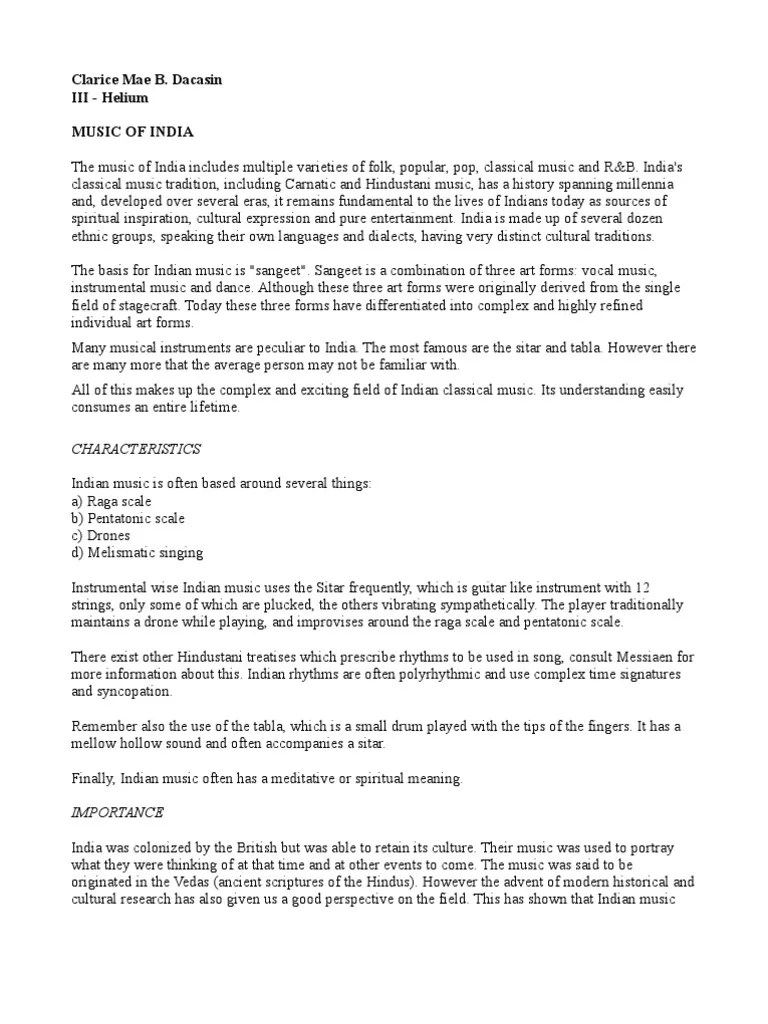 Mapeh Hw 1, 3rd Year Vedas String Instruments