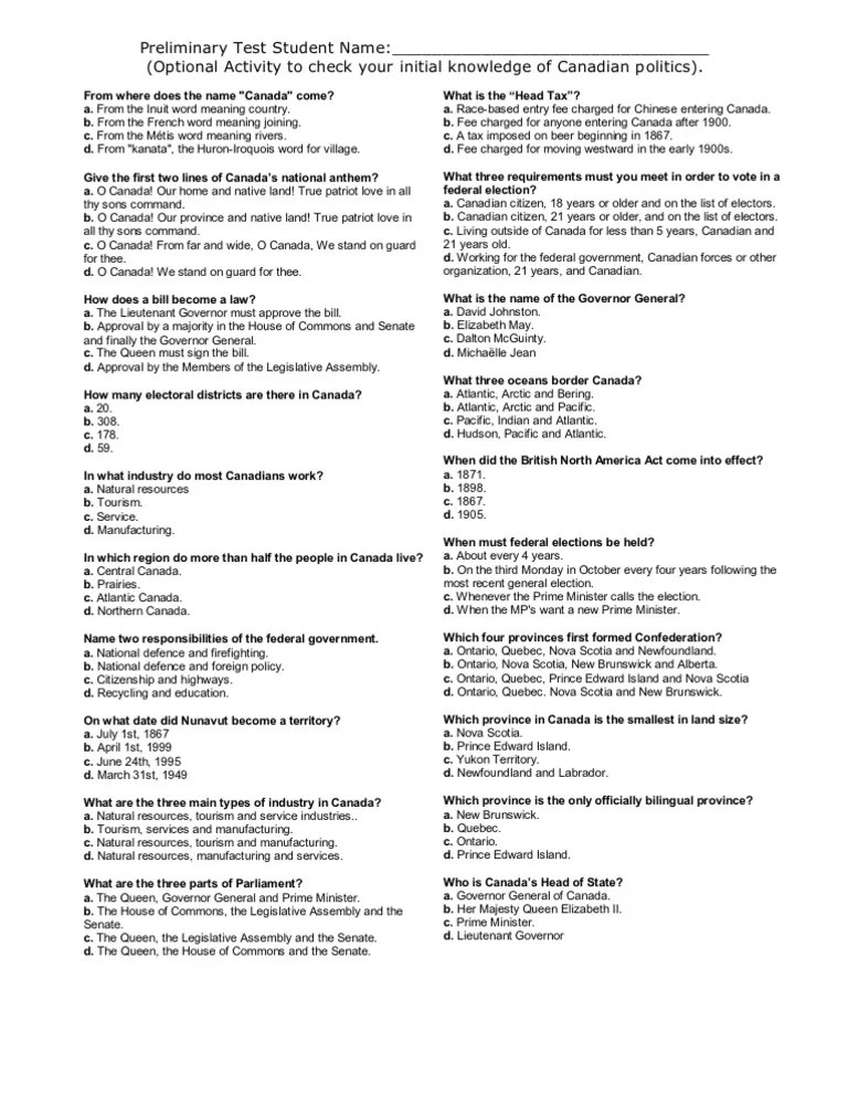 Citizenship Test PDF