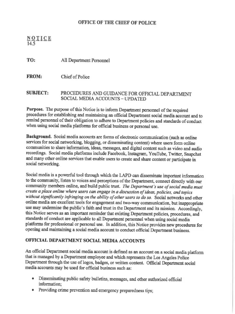 New LAPD Social Media Policy PDF