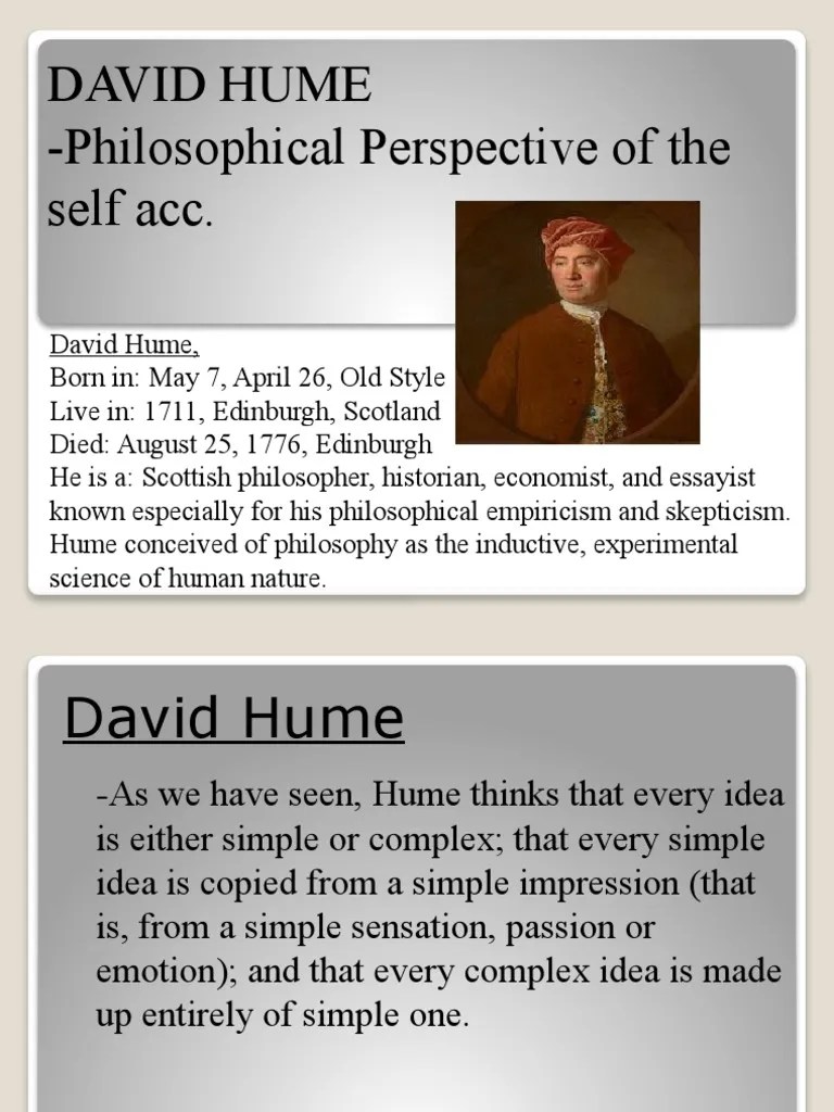 DAVID HUME Philosophical Perspective PDF David Hume Identity