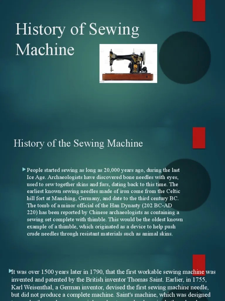 History of Sewing Machine PDF Sewing Machine Clothing