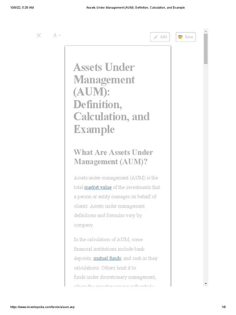 Understanding the Importance of Assets Under Management (AUM) A Concise Explanation of its