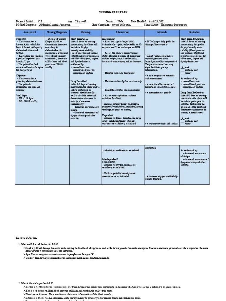 Healthcare - Nursing Care Plan - Decreased Cardiac Output | PDF 