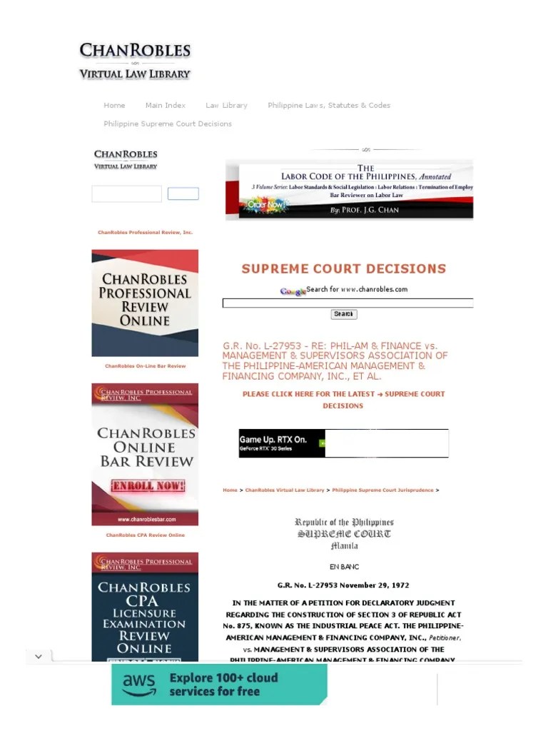 Supreme Court Decisions Home Main Index Law Library Philippine Laws