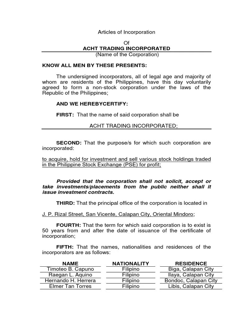 14 Articles of Incorporation (NonStock Corporation) PDF