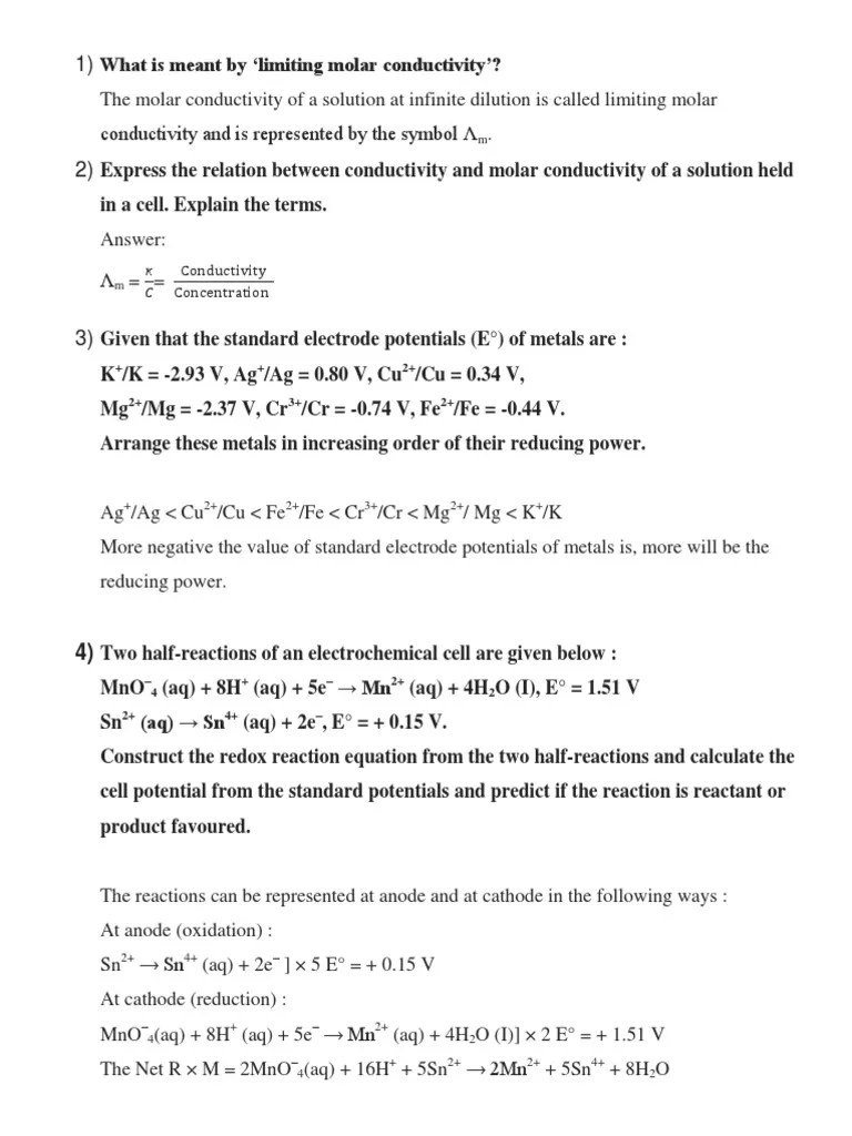 Electrochemistry Problems | PDF | Electrochemistry | Redox