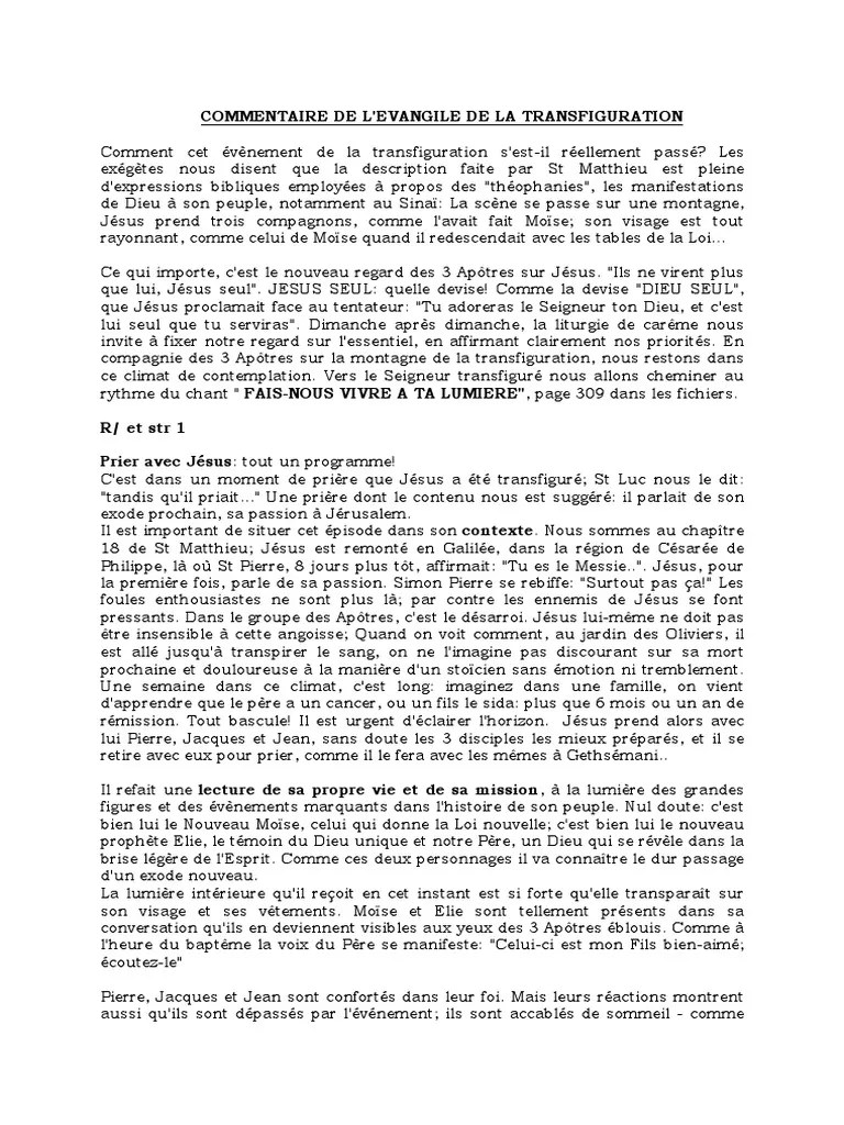 Sur La Transfiguration PDF