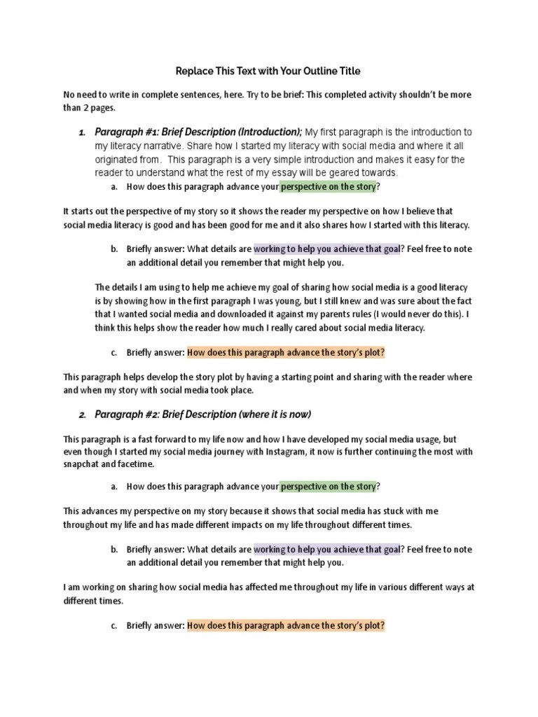 Reverse Outline Template PDF Literacy Social Media