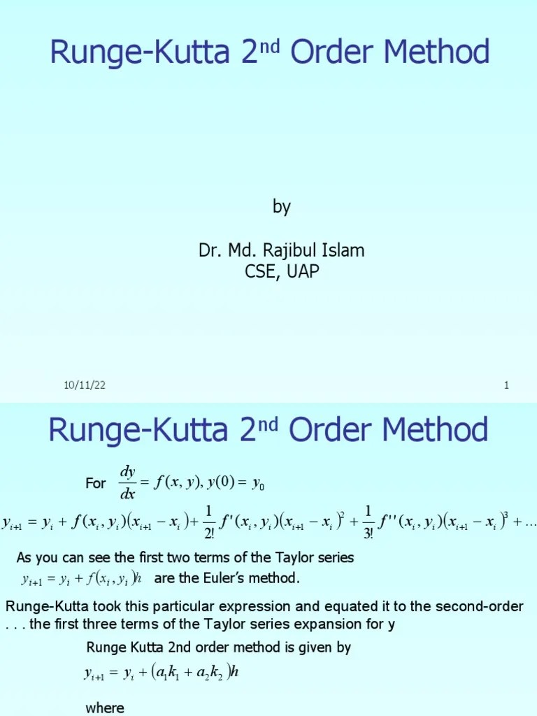 2 RungeKutta 2nd Order Method PDF Algorithms Mathematics Of Computing