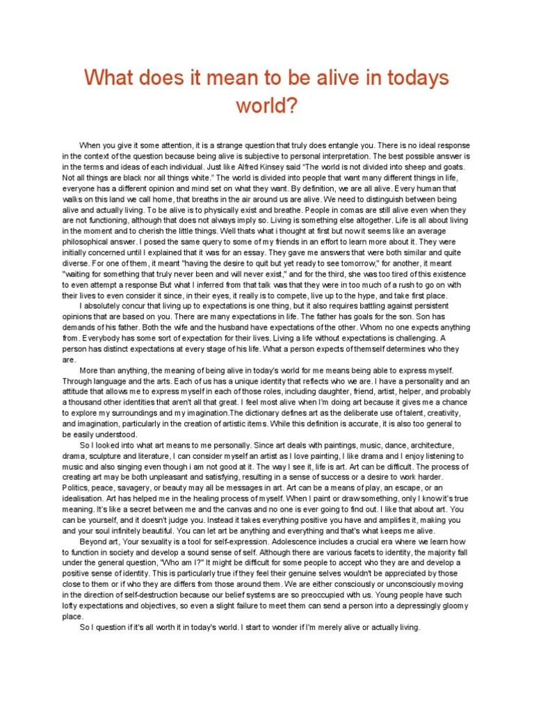 What Does It Mean To Be Alive in Todays World? PDF Identity (Social