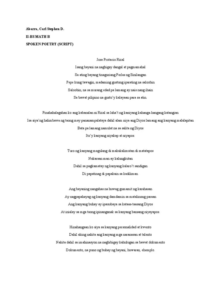 Spoken Poetry (Script) PDF