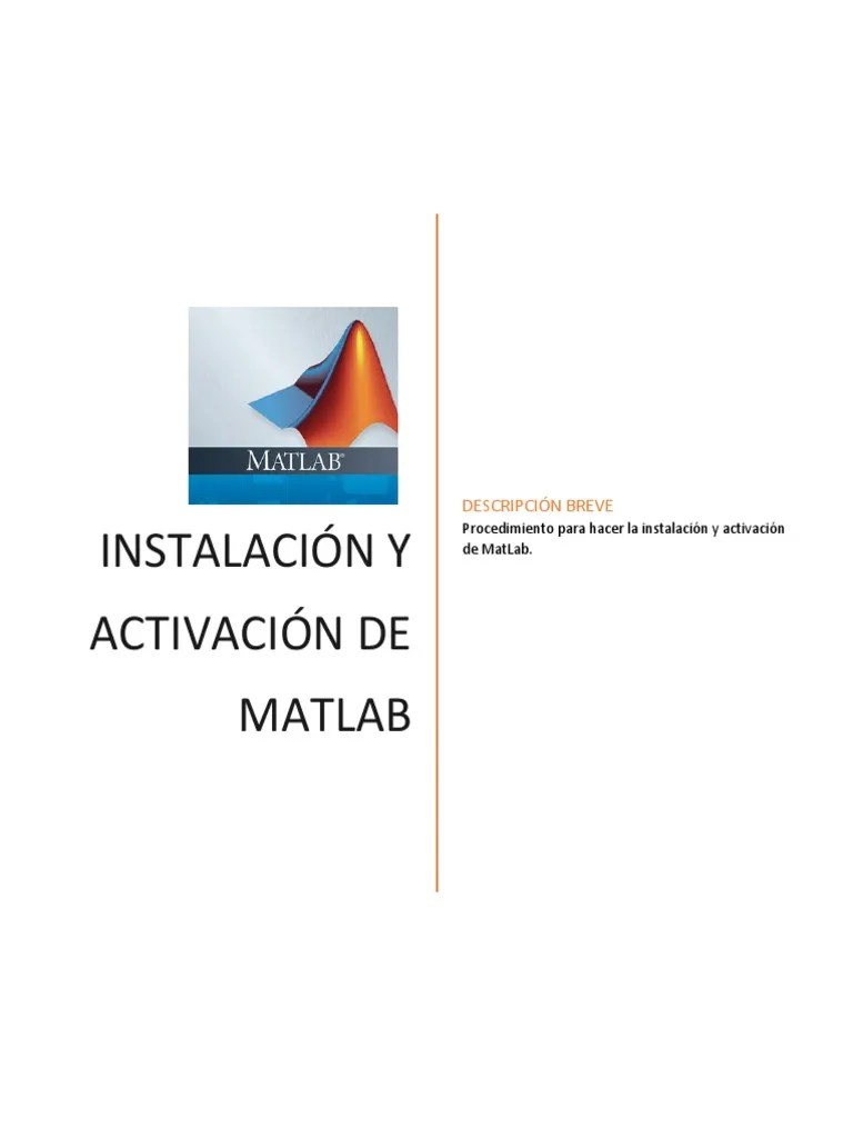 Matlab MANUAL INSTALACION Y ACTIVACION PDF