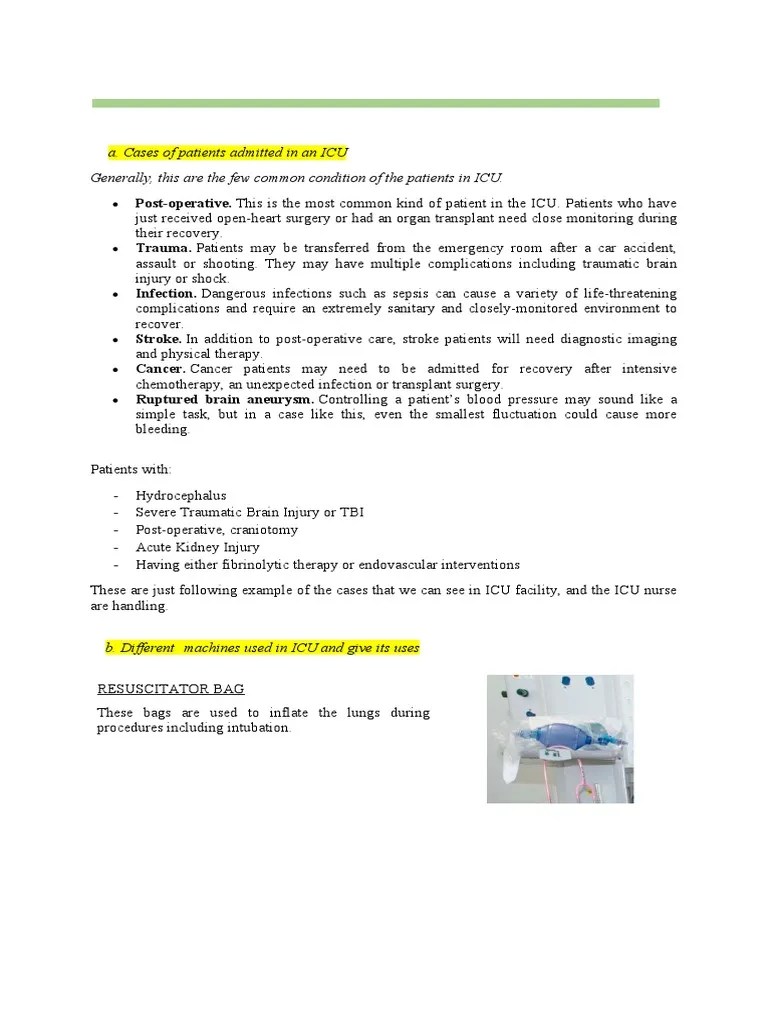 A. Cases of Patients Admitted in An ICU Generally, This Are The Few