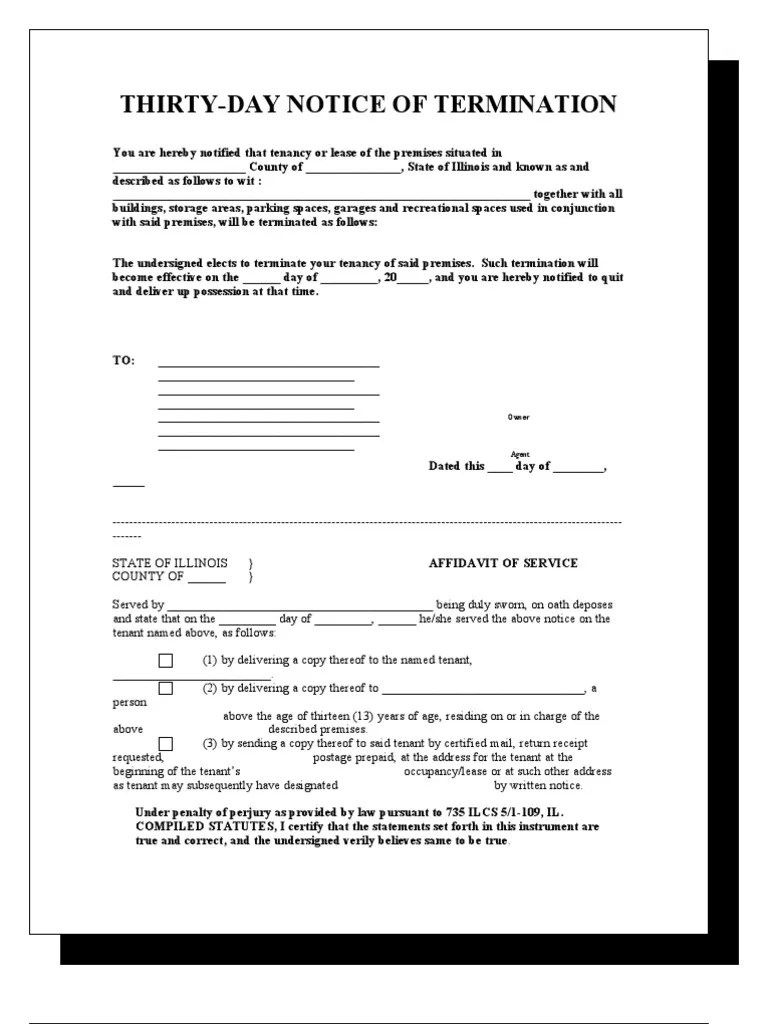 30 Day Termination Notice
