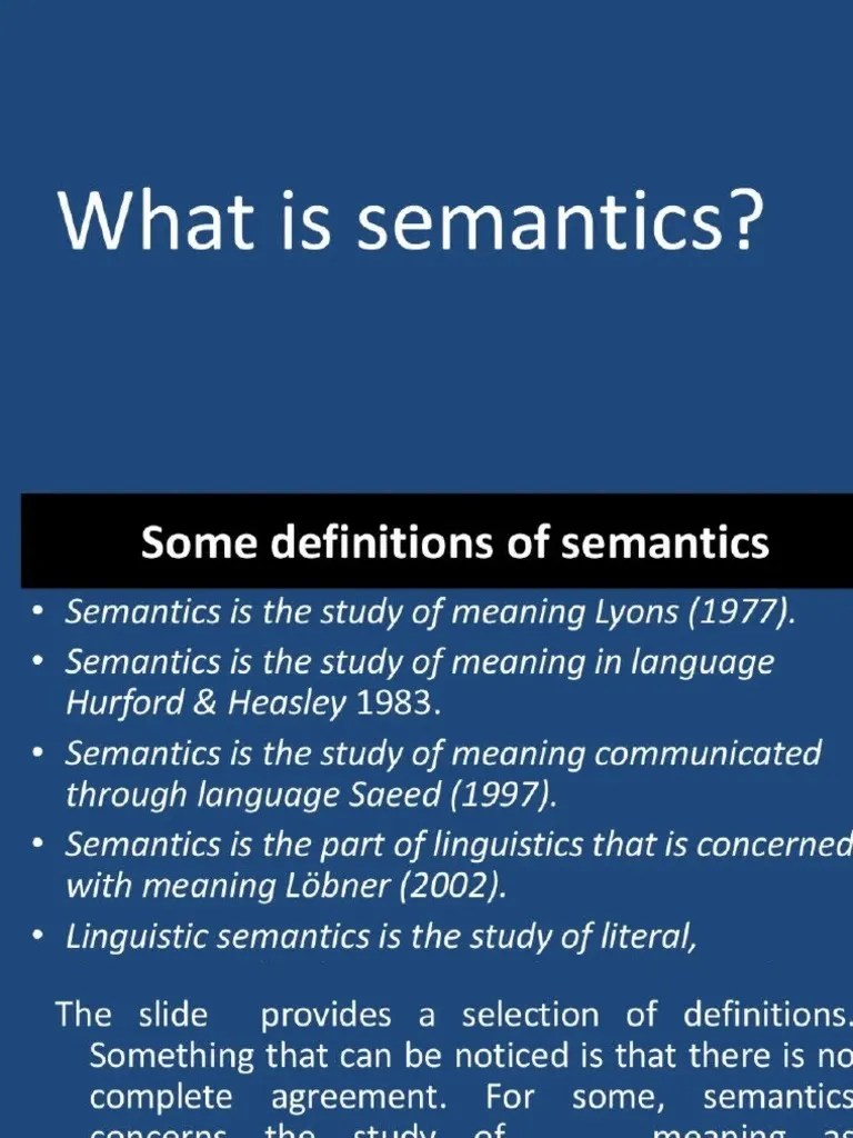 Meaning in Semantics PDF