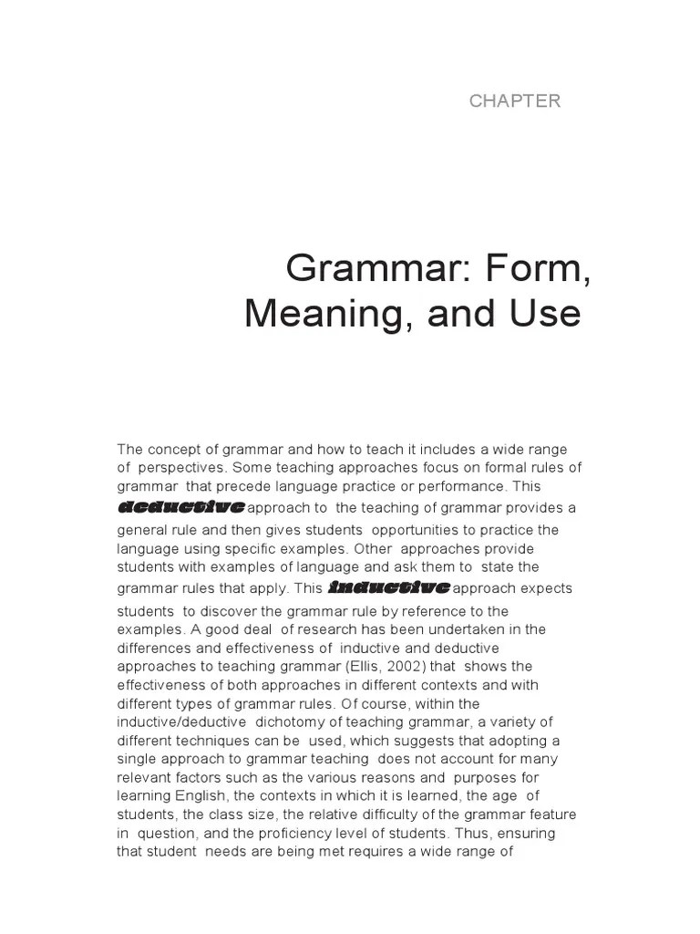 Grammar Form Meaning and Uses PDF Teaching Method Verb