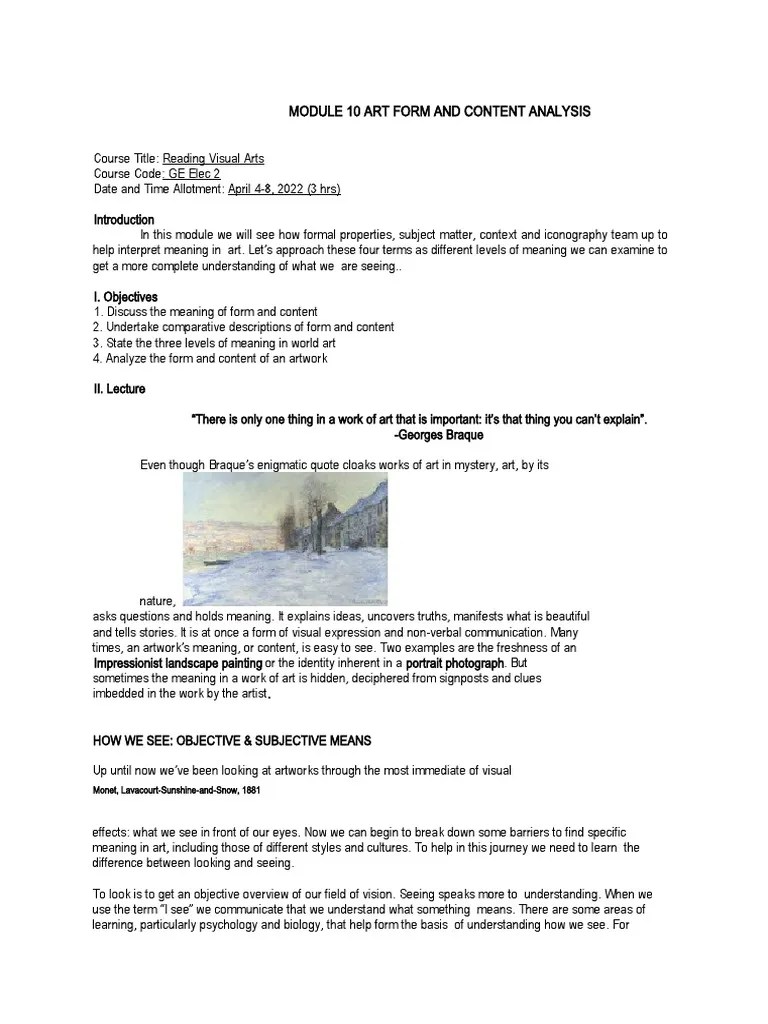 Module 10 Art Form and Content Analysis PDF Composition (Visual