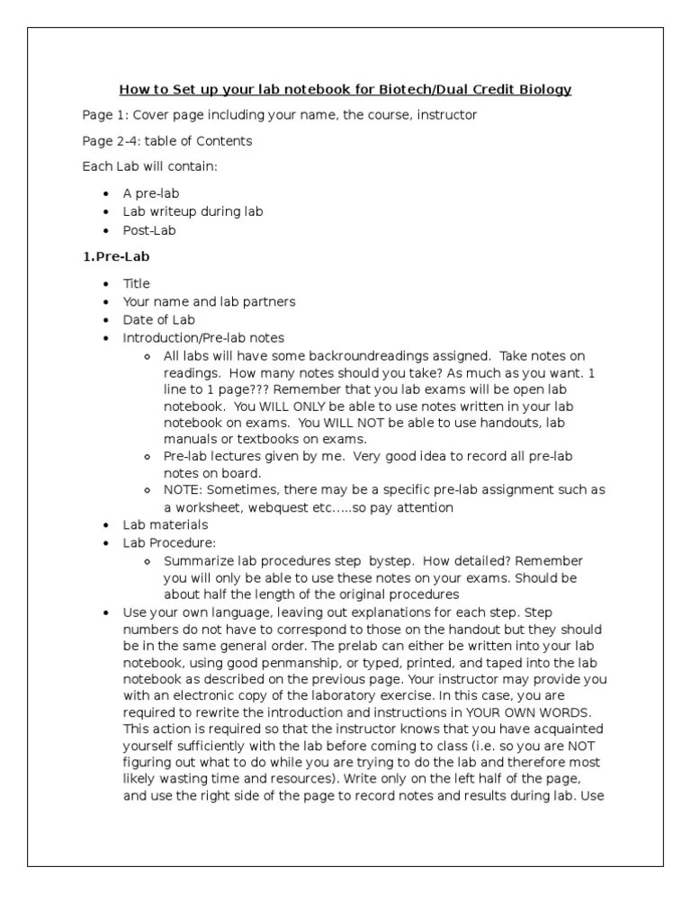 How to Set Up Your Lab Notebook for Biotech/DCBIO Notebook Cognition