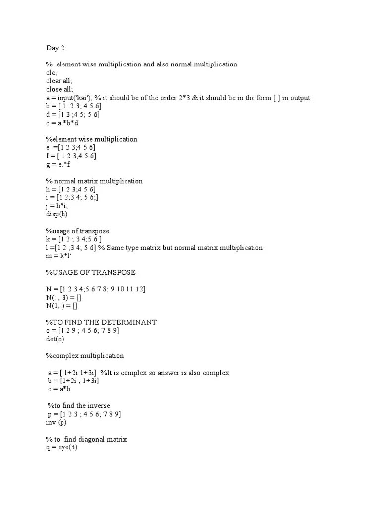 Matlab Code PDF Zero Of A Function Matrix (Mathematics)