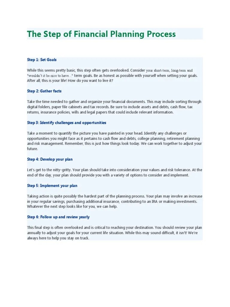 The Step of Financial Planning Process PDF Budget Line Of Credit