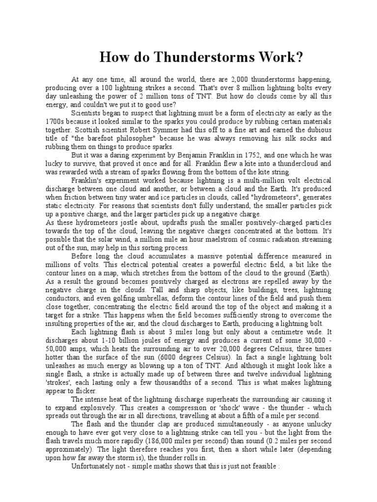 How Do Thunderstorms Work Lightning Thunder